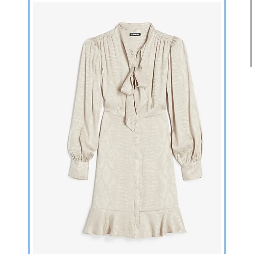 Express snakeskin tie neck dress size small NWT